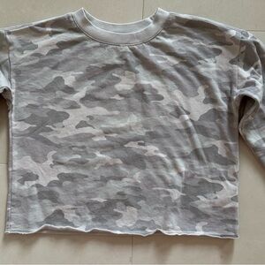 Athleta Gray cropped Camouflage Sweatshirt